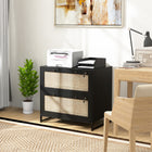 Vinsetto 2-Drawer Filing Cabinet with Lock - Black-Tabletop can hold printers, scanners, or display personal items