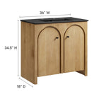 Modway Appia 36" Bathroom Vanity - Oak/Black-Plumbing Cut-Out