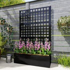Outsunny Galvanized Metal Planter Box with 70" H Trellis - 43" L x 16" W - Black-Serves as garden bed, plant stand, and privacy screen 