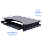 Rocelco 32" Sit-To-Stand Adjustable Height Desk Riser with Easy-Lift Handles - Black-32" wide by 20.6" deep desktop holds up to two 32" monitors and 23.6" wide by 11.6" deep retractable keyboard tray will also hold a laptop if needed
