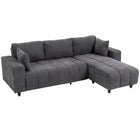 HOMCOM 3 Seater L-Shaped Sectional Couch with Integrated Seat - Charcoal Grey-Features a change chaise, can be installed on either the left or right side
