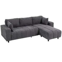 HOMCOM 3 Seater L-Shaped Sectional Couch with Integrated Seat - Charcoal Grey-Features a change chaise, can be installed on either the left or right side