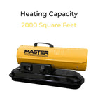 Master 80,000BTU Battery Kerosene Diesel Air Heater - Yellow-Great for construction sites, workshops, farms, or garages
