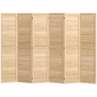 HOMCOM 6-Panel Freestanding Room Divider with Pegboard Panel for Indoor Bedroom Office - Natural-Six panel design, great for creating a personal space or dividing up large rooms 

