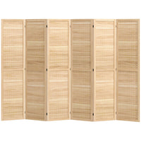 HOMCOM 6-Panel Freestanding Room Divider with Pegboard Panel for Indoor Bedroom Office - Natural-Six panel design, great for creating a personal space or dividing up large rooms 
