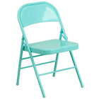 Flash Furniture HERCULES COLORBURST Series Tantalizing Teal Triple Braced & Double Hinged Metal Folding Chair-Triple Braced and Double Hinged Frame