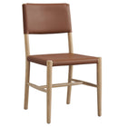 Modway Dover Wood Vegan Leather Dining Side Chairs - Natural - 2 Pack-Set of 2 Dining Chairs