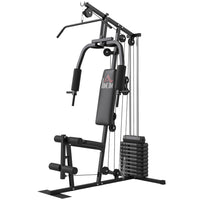 Soozier Home Gym Equipment-Multifunctional Gym: High Pulley, Chest Fly, Chest Press, Leg Extension 