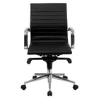 Nicer Interior Ribbed Group Style Low Back Desk Chair - Black-Supportive metal arms and base with 5 casters
