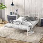 HOMCOM Queen Size Metal Platform Bed Frame with Headboard - White-Can be used as a temporary bed in guest room, also a great gift option
