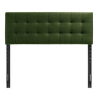 Modway Lily Stain-Resistant Performance Velvet Queen Size Headboard - Moss Green-Five Mounting Positions
