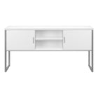 Monarch Specialties 72" L Office Hutch with Storage Doors - White Laminate - Silver Metal-Product dimensions: 70.75 in. L x 15.5 in. D x 36 in. H