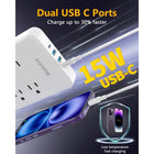 Huntkey Detachable Surge Protector Power Strip with 6 Outlets and 4 USB Ports - White - 2 Pack-6