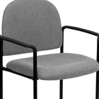 Flash Furniture Comfort Stackable Steel Side Reception Chair with Arms - Grey Fabric-Curved Arms
