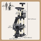 PawHut 68" Multi-Level Large Cat Tree Tower with Condo - Charcoal Grey-Sharpens your cat's claws and allows them to climb while saving your furniture from damages 