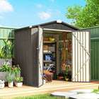 Outsunny Outdoor Metal Garden Shed - 6.5' x 4' - Light Grey-Galvanized steel frame and coated panels provide solid, all-weather protection
