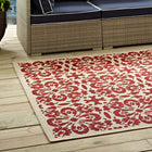 Modway Ariana Vintage Floral Trellis Indoor/Outdoor Area Rug - 4 ft W x 6 ft L - Red/Beige-100% Soft Polypropylene