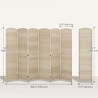 HOMCOM 6 Panel Hand-Woven Freestanding Room Divider for Home Office Bedroom - Light Oak-Suitable for creating private sections or acting as decorative backgrounds in any room 
