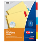 Avery Big Tab Insertable Dividers - Buff Paper - 5-Tab Set - Multicolor - 12 Pack-Unique tab design allows easy access and prevents inserts from falling out