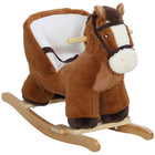 Qaba Baby Rocking Horse with Sounds - Brown-Horse design with realistic sound captivates and delights children 