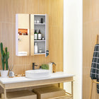 HOMCOM Wall Mount Bathroom Medicine Cabinet with Mirror and Storage - Light Lilac-Equipped with buffering hinges for soft closing the door  