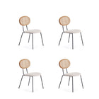Manhattan Comfort Jardin 19.09" Industry Chic Upholstered Dining Chair - Nature and Oatmeal - Set of 4-Modern - Industry Chic Cane Dining Chair Perfect for Dining Room Use. Set of 4