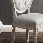 Modway Arise Vintage French Upholstered Fabric Dining Side Chair - Light Grey-Polyester Fabric Upholstery