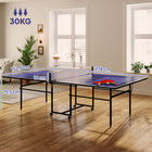 Soozier Full Size Ping Pong Table Set-With four rolling casters with brakes, easy to move and keep stable in place