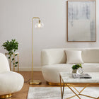 Modway Silo Glass Globe Glass and Metal Floor Lamp - Satin Brass-Satin Brass Base