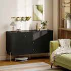 HOMCOM Modern 47.2" L Sideboard Buffet Cabinet with Storage - Black-Drawers glide quietly and smoothly on alloy rails