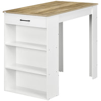 HOMCOM Bar Table with Storage - Grey Wood Effect-Versatile usage as bar table, hallway console, or storage sideboard