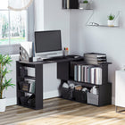 HOMCOM 47.25" L-Shaped Desk - Black-360 degree rotates, multiple shape to meet different needs