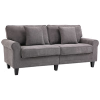 HOMCOM Modern 3-Seater Corduroy Sofa Couch with Rolled Armrests - Light Grey-Three-seater design is great for compact spaces and yet spacious enough for relaxing with family and friends   