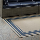 Modway Rim Solid Border Indoor/Outdoor Area Rug - 5 ft W x 8 ft L - Blue/Beige-Gripping Rubber Underside 
