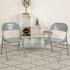 Flash Furniture HERCULES Series Triple Braced & Double Hinged Grey Metal Folding Chair-Riveted Steel Components