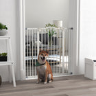 PawHut 29"-39" Pet Gate with Door Pressure Fit Dog Gate - White-Double locking system for extra security