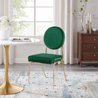 Modway Craft Performance Velvet Dining Side Chairs - Gold/Green - 2 Pack-Non-Marking Foot Caps