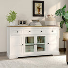 HOMCOM 55.1" L Sideboard Buffet Cabinet with Storage and 3 Drawers - White-Reliable and easy-to-clean particle board with melamine facing