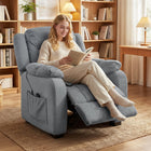HOMCOM Massage Recliner with Quiet Motor - Grey-Soft, skin-friendly velvet-feel upholstery resists pet scratches avoids fur cling and cleans easily