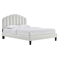 Modway Daisy Performance Velvet Full Platform Bed - Light Grey-Vintage Modern Full Bed