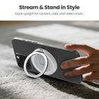 MyBat DockIt 360° Magnetic Wireless Charger + Ring Grip Stand - White-Smart Safety Protection - Guards against over-voltage, over-current, under-voltage, overheating, and foreign objects