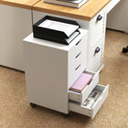 HOMCOM Filing Cabinet with 5 Wheels & Storage Organizer - White-Minimalist design with clean line, goes well with a contemporary or modern home and office decor
