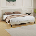 HOMCOM King Size Adjustable Headboard Platform Bed Frame - Light Grey-Non-slip foot pads protect floors and reduce movement during use