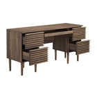 Modway Render 61" Office Desk - Walnut-Non-Marking Foot Pads