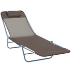 Outsunny Outdoor Lounge Chair - Folding Adjustable Reclining Chair - Brown-Great for garden, balcony, swimming pool, beach and more
