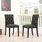 Modway Duchess Fabric Dining Chair - Brown - 2 Pack-Luxuriously Tufted Button Back