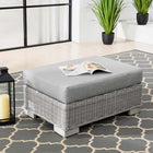 Modway Conway Outdoor Patio Wicker Rattan Ottoman - Light Grey-Water and UV Resistant