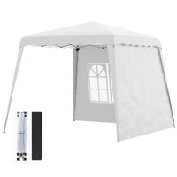 Outsunny 8 ft W x 8 ft L Pop Up Canopy Tent with Carry Bag and Slant Legs - UV50+-Pop-up design makes it easy to put up and take down