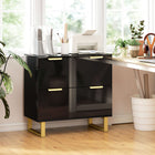 HOMCOM 2 Drawer File Cabinet with Adjustable Rails for Letter/A4/Legal Size Files- High Gloss Black-Blend of particleboard and MDF frame with U-shaped steel legs for reliable everyday support