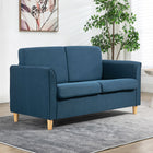 HOMCOM 56" Loveseat Sofa with Wooden Legs - Blue-Anti-slip mats protect both the feet and floors from scratches